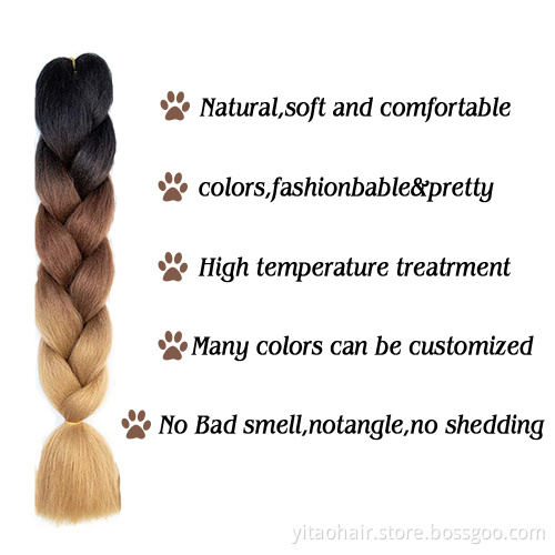 Wholesale Ombre Braiding hair synthetic Crochet braids twist 24inch 100g Ombre two three tone Jumbo braid hair extensions